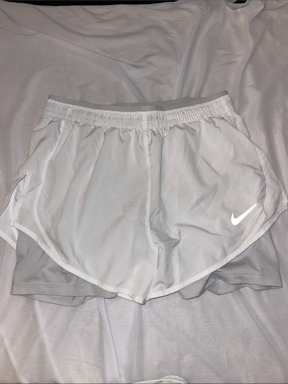 Nike Women's White Athletic Running Shorts with Swoosh